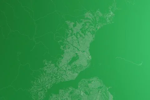 Map of the streets of Brazzaville (Congo) made with white lines on green pape Stock Photos