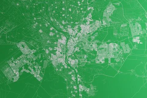 Map of the streets of Cairo (Egypt) made with white lines on green paper. Top Stock Photos