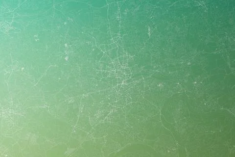 Map of the streets of Essen (Germany) made with white lines on yellowish gree Stock Photos