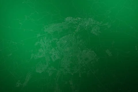 Map of the streets of Fez (Morocco) made with white lines on abstract green b Stock Photos
