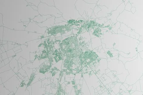 Map of the streets of Fez (Morocco) made with green lines on white paper. Top Stock Photos