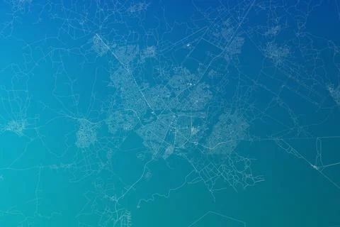 Map of the streets of Gaborone (Botswana) made with white lines on greenish b Stock Photos