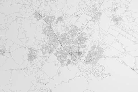Map of the streets of Gaborone (Botswana) on white background. Top flat view. Stock Photos
