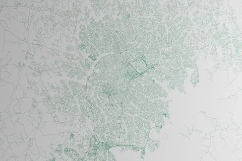 Map of the streets of Kampala (Uganda) made with green lines on white paper.  Stock Photos