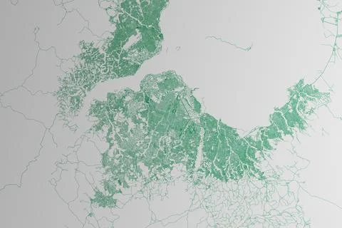 Map of the streets of Kinshasa (Congo) made with green lines on white paper.  Stock Photos