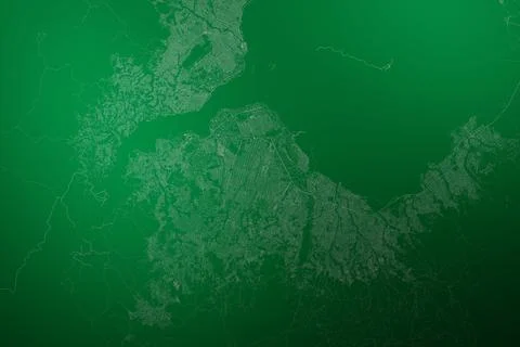 Map of the streets of Kinshasa (Congo) made with white lines on abstract gree Stock Photos