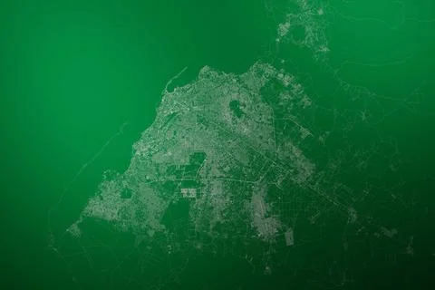 Map of the streets of Luanda (Angola) made with white lines on abstract green Stock Photos
