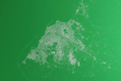 Map of the streets of Luanda (Angola) made with white lines on green paper. T Stock Photos