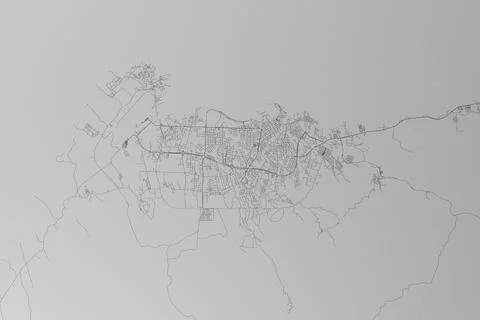 Map of the streets of Malabo (Equatorial Guinea) made with black lines on gre Stock Photos