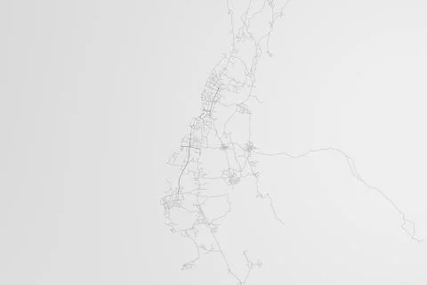 Map of the streets of Moroni (Comores) on white background. Top flat view. 3d Stock Photos