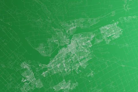 Map of the streets of Ottawa (Canada) made with white lines on green paper. T Stock Photos