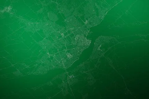 Map of the streets of Quebec (Canada) made with white lines on abstract green Stock Photos
