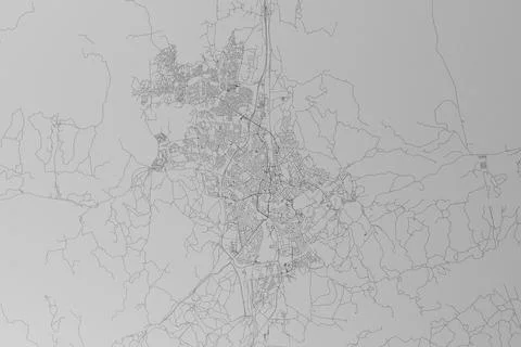 Map of the streets of Windhoek (Namibia) made with black lines on grey paper. Stock Photos