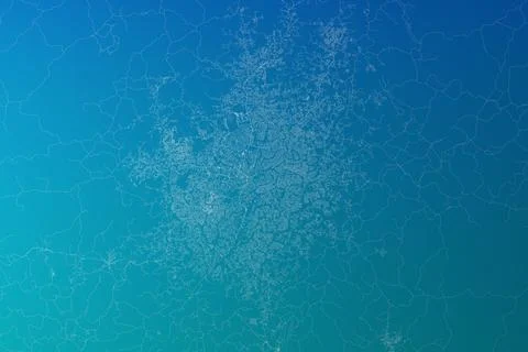 Map of the streets of Yaounde (Cameroon) made with white lines on greenish bl Stock Photos