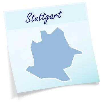 Map of stuttgart as sticky note Stock Illustration