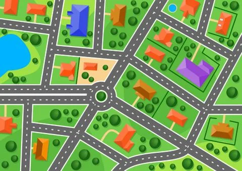 Map of suburb or little town Ilustração Stock