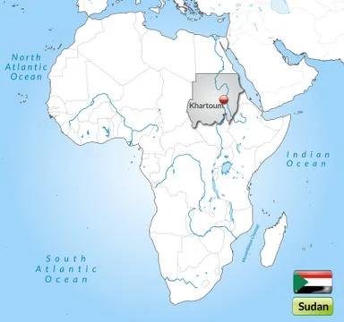 Map of sudan with main cities in gray Stock Illustration