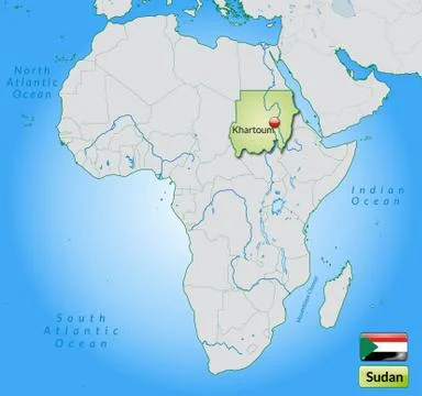 Map of sudan with main cities in pastel green Stock Illustration