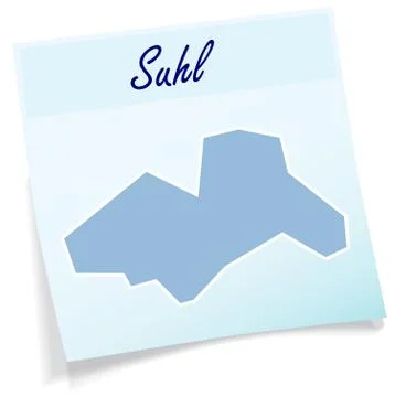 Map of suhl as sticky note 스톡 일러스트
