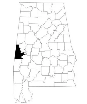 Map of Sumter County in Alabama state on white backround. single County map.. Stock Illustration