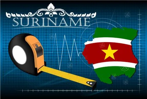 Map of Suriname with ruler, vector. Stock Illustration