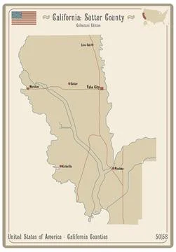 Map of Sutter County in California Stock Illustration