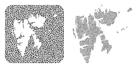 Map of Svalbard Islands - Dot Collage with Stencil Stock Illustration