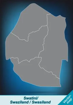 Map of swaziland with borders in bright gray Stock Illustration