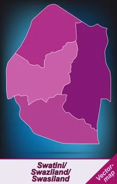 Map of swaziland with borders in violet Stock Illustration