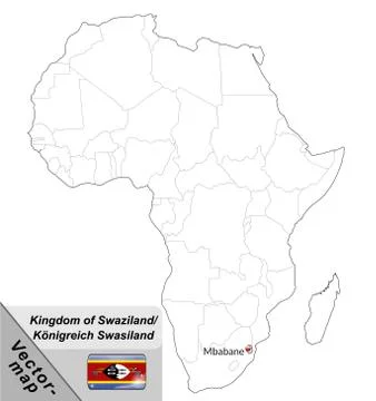 Map of swaziland with main cities in gray Stock Illustration