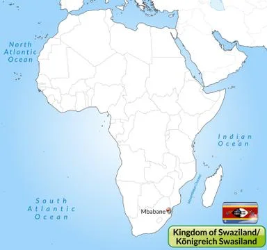 Map of swaziland with main cities in gray Illustrazione stock