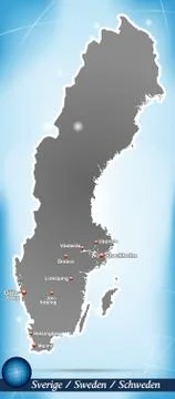 Map of sweden with abstract background in blue Stock Illustration