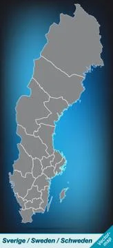 Map of sweden with borders in bright gray Stock Illustration