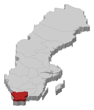 Map of Sweden, Skane County highlighted Political map of Sweden with the s... Stock Photos