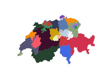 Map of Switzerland cantons Stock Illustration