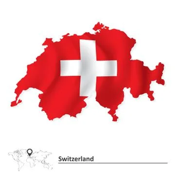 Map of Switzerland with flag Illustrazione stock