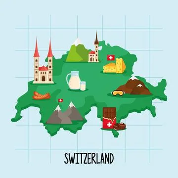 Map of switzerland Illustrazione stock