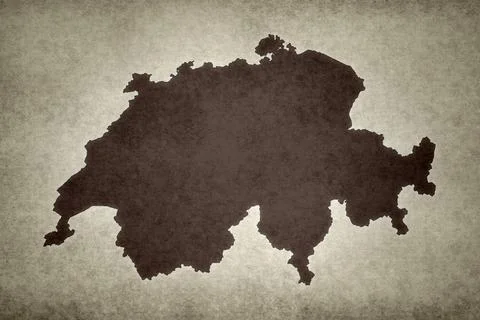 Map of Switzerland printed on a paper Stock Illustration