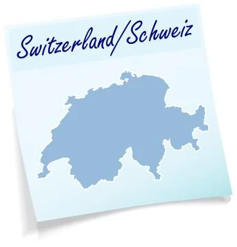 Map of switzerland as sticky note Stock Illustration