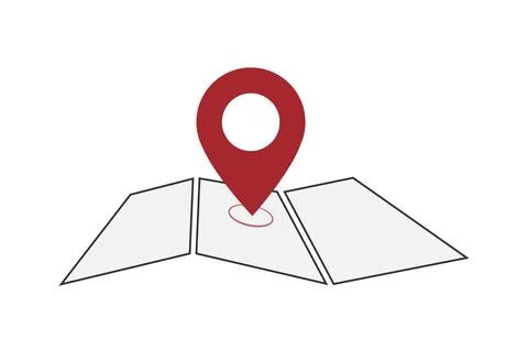 Map symbol with location marker pin Ilustración de archivo