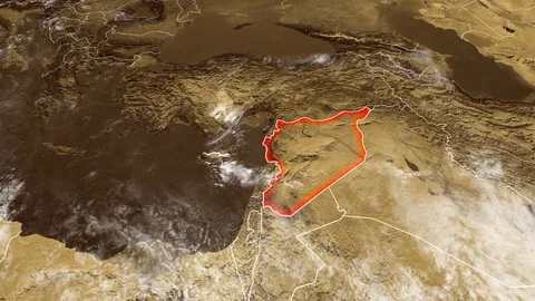 Map of Syria and borders, physical map Stock-Footage 88954325