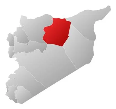 Map of Syria, Ar-Raqqah highlighted Political map of Syria with the severa... Stock Photos