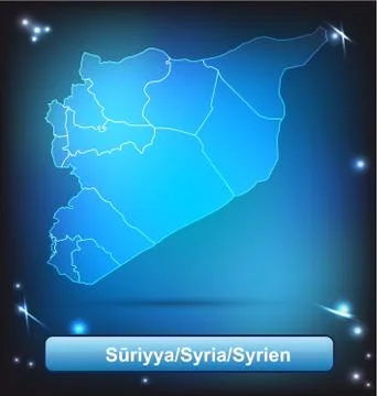 Map of syria with borders with bright colors Stock Illustration