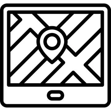 Map on tablet icon, location map and navigation vector Stock Illustration