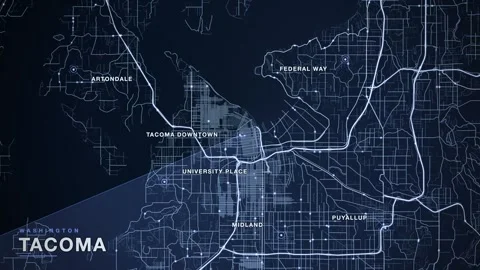 Map of Tacoma Stock Footage 340892389
