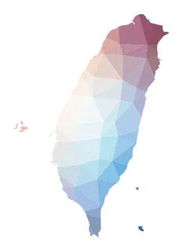 Map of Taiwan. Low poly illustration of the country. Geometric design with .. Ilustração Stock