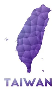 Map of Taiwan. Low poly illustration of the country. Purple geometric desig.. イラスト素材