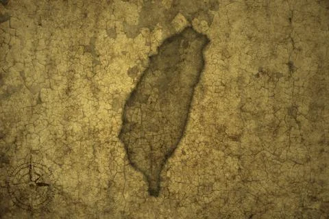 Map of taiwan on a old vintage crack paper background . Stock Photos