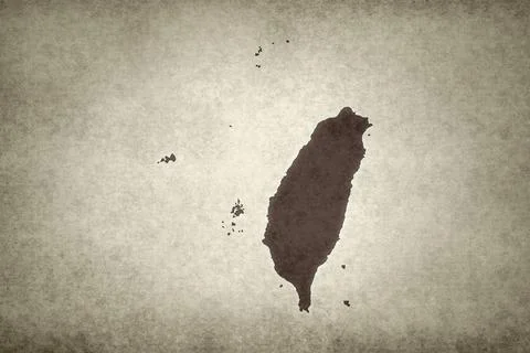 Map of Taiwan printed on an old paper Stock Illustration