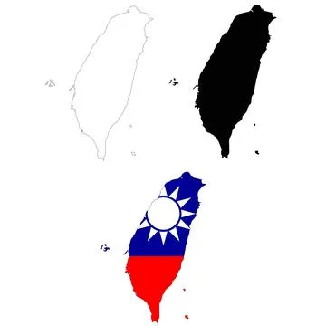 Map Taiwan on white background. Taiwan Map Outline. Taiwan vector map Illustrazione stock